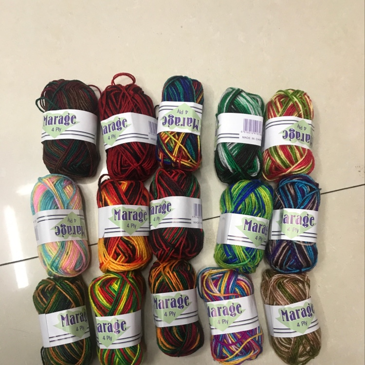 Multicolored full sunny small four-strand wool yarn