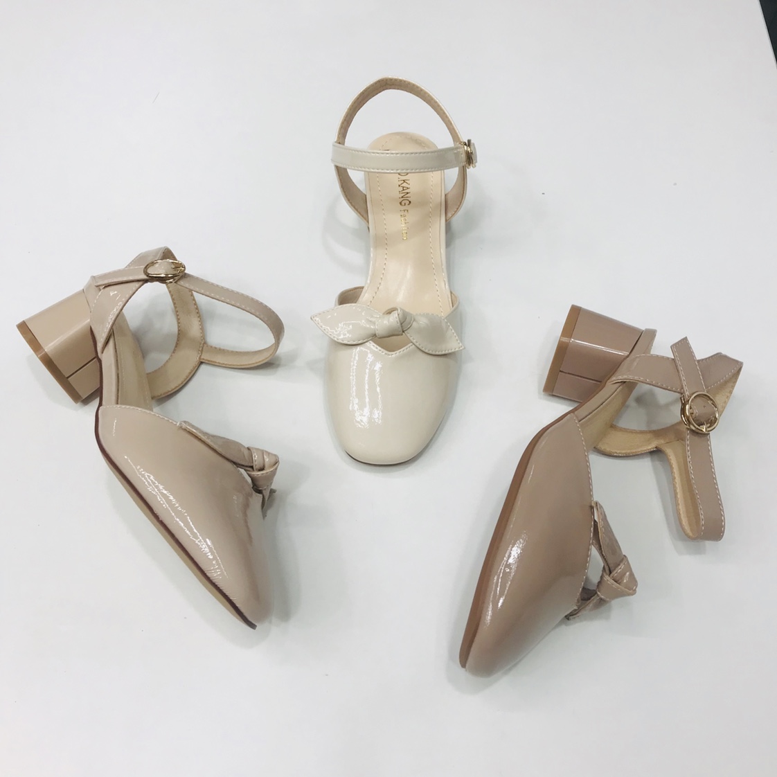 胜利鞋业法式仙女风漆皮低跟包头春夏秋温柔百搭女鞋ins潮产品图