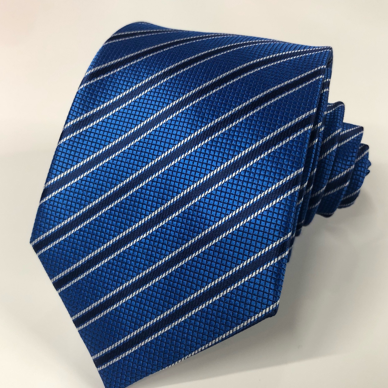 高品质批发蓝色黑色领带条纹领带定制斜纹涤纶领带工厂直销详情图1