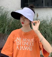 South Korean version of any kind of double hats wearing summer sunshade sunblock hat lady face cover empty top hat