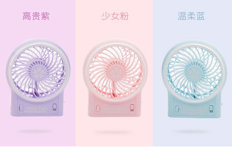 Creative office desktop mini fan, usb charging fan, three-speed LED light, silent electric mini fan detail image 5