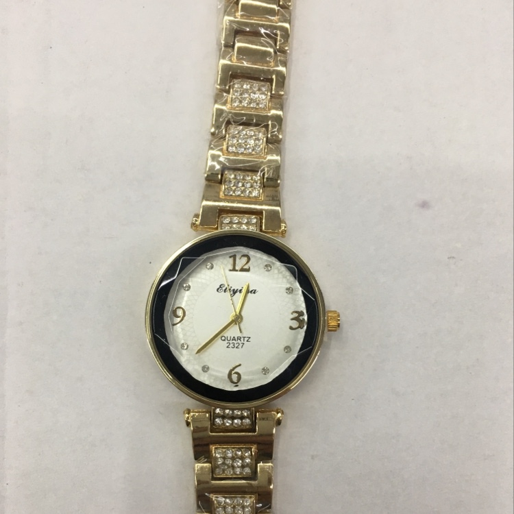 优雅时尚镂空环扣镶钻金属表带女士手表3