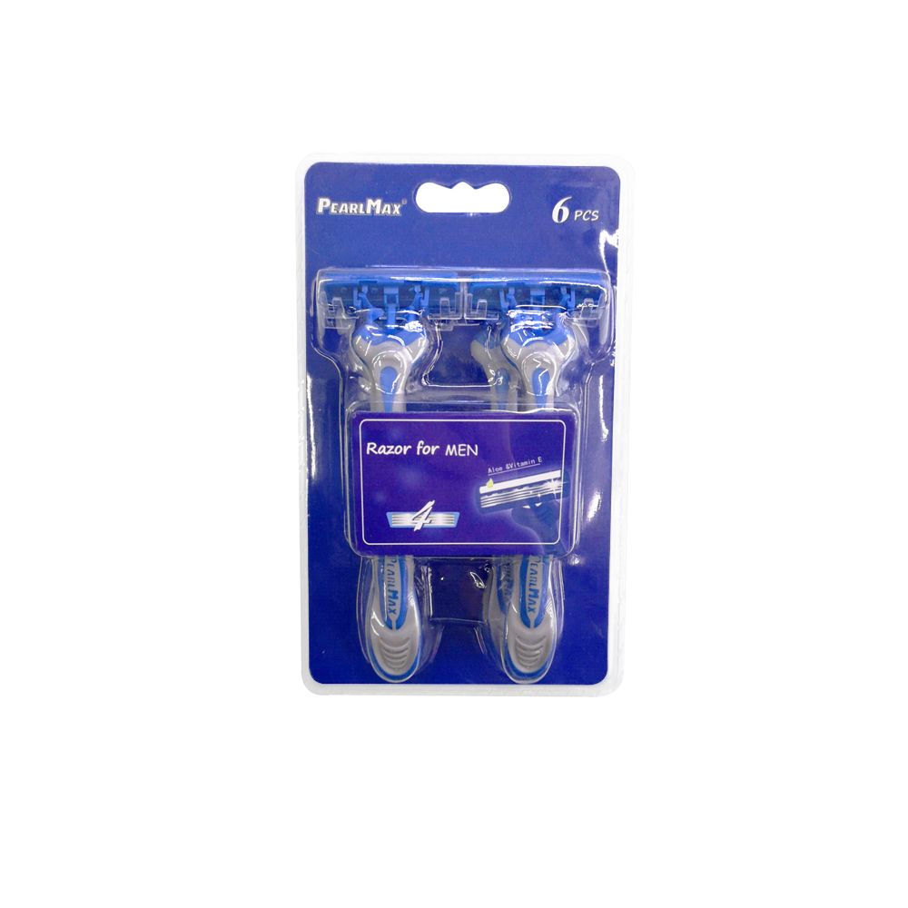 外贸货源男士4层刀头剃须刀，6支一卡，刀头可动