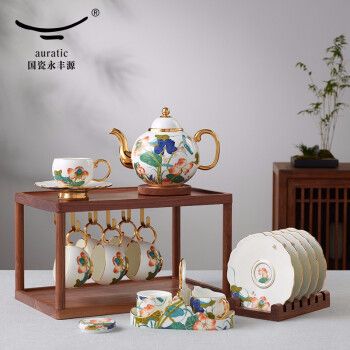 国瓷永丰源幸福礼-幸福和鸣18头中式茶具咖啡具套装18头茶咖具