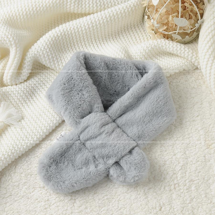 Children's Scarf Autumn And Winter New All-Match Korean Version Of Solid Color Men's And Women's Treasure Fur Light Plate Bib Imitation Rabbit Hair Warm Scarf