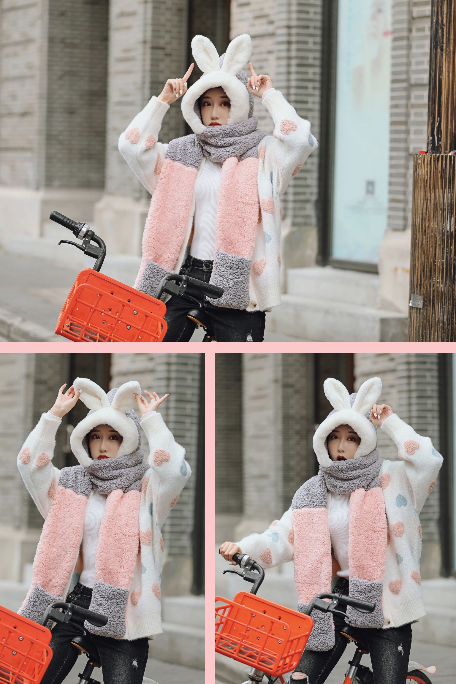 Women's children's set: hat, gloves, loose gloves, scarf, winter size, spring and autumn three-piece set detail image 9