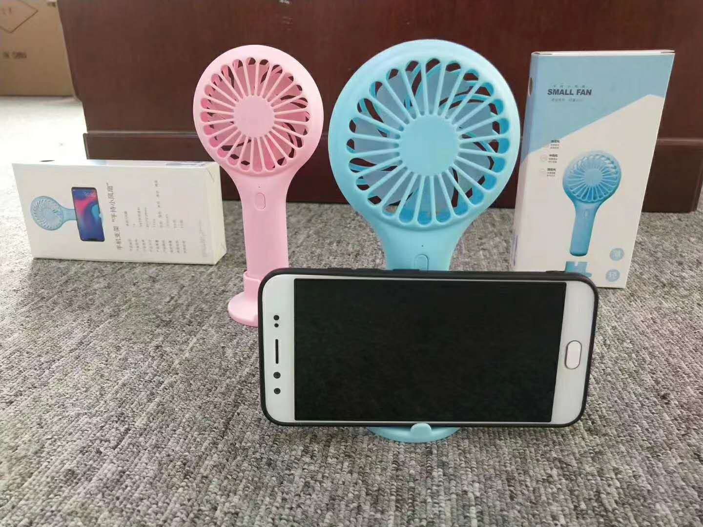 Summer cooling mini pocket fan + mobile phone stand
