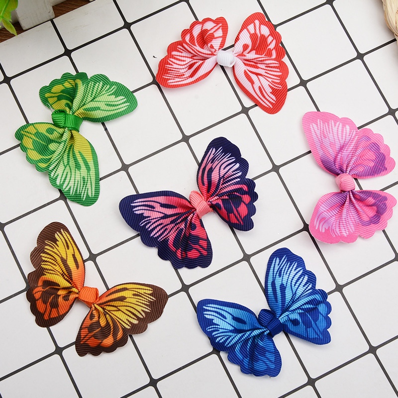 罗纹数码印花缤纷多彩大蝴蝶 头饰DIY手工辅料创意礼服装饰配饰