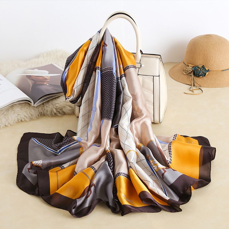 Spring/Summer 2020 new silk satin scarves ladies long decorative sunshade and sunblock shawls travel scarves wholesale thumbnail