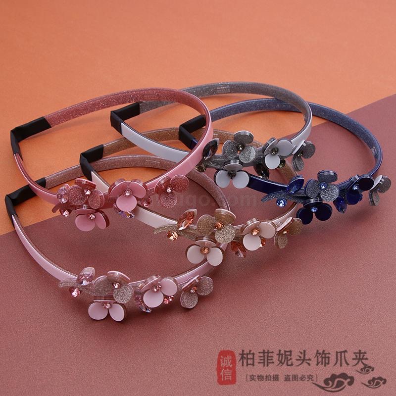 Flower water diamond hair band for girls, simple headband, Korean style, fresh and cute hair clip, anti-slip, cute thin hair band for girls details Picture