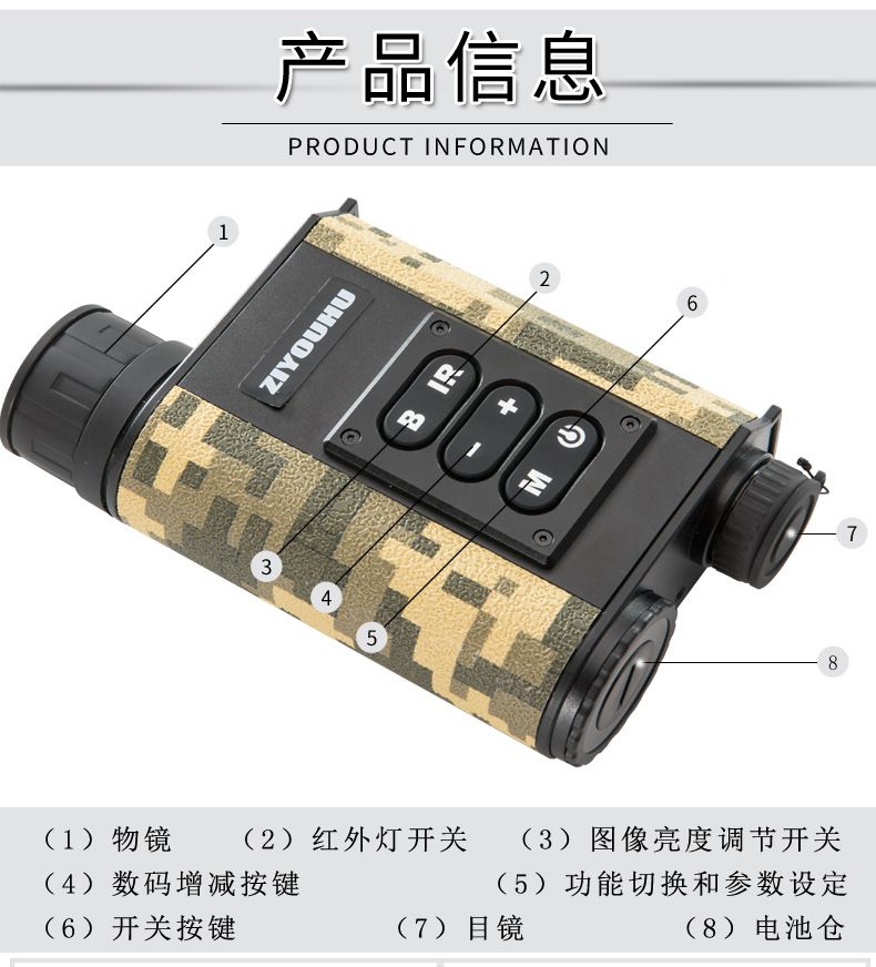 ZIYOUHU Night Vision Laser rangefinder 009 is a multi-functional single-tube infrared distance and speed measuring instrument for the entire night detail image 5