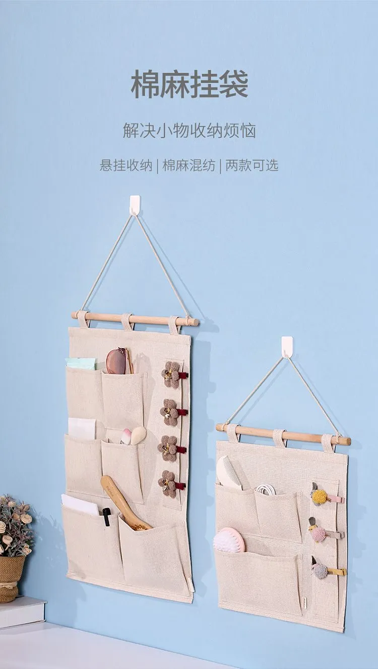 Jewelry storage bag, wall storage bag, hanging bag, fabric wall-mounted mobile phone, wall-mounted storage, behind the door detail image 10