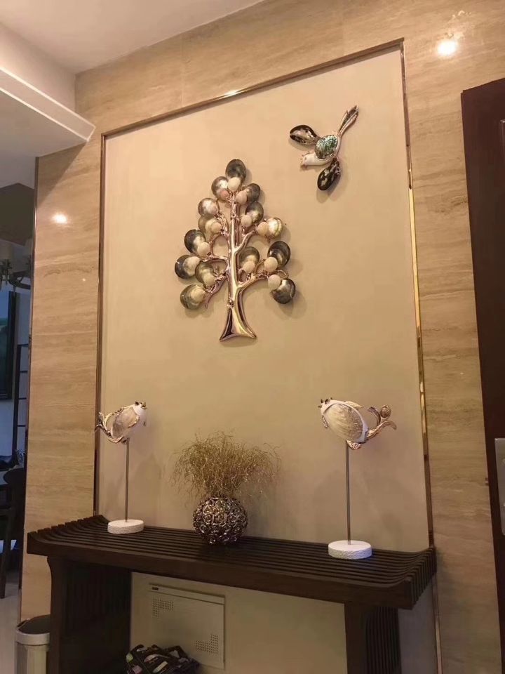 进口黑蝶贝发财树M212装饰画详情图3