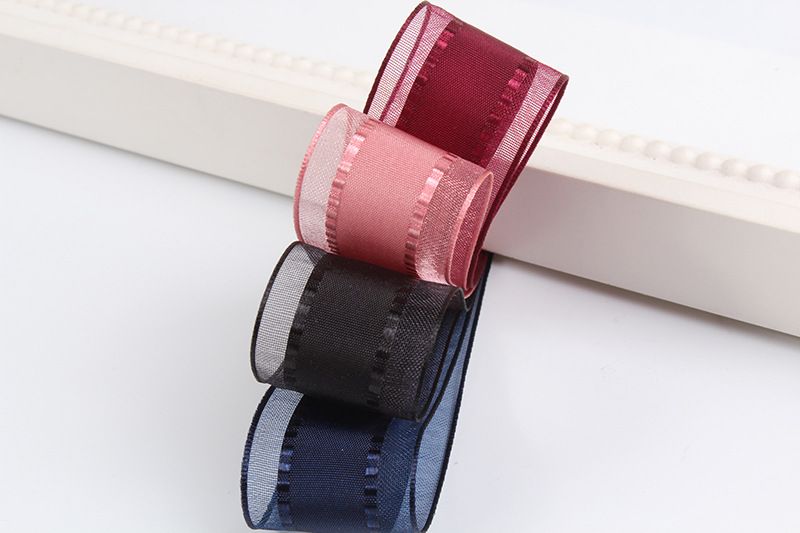 Satin border yarn striped chiffon tape Handmade DIY hair accessories material Clothing footwear and hat webbing transparent edge jumper tape