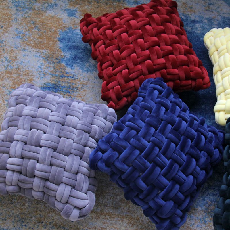 Woven throw pillows, sofa cushions, solid-color velvet throw pillowcases, living room headboard, car waist pillows