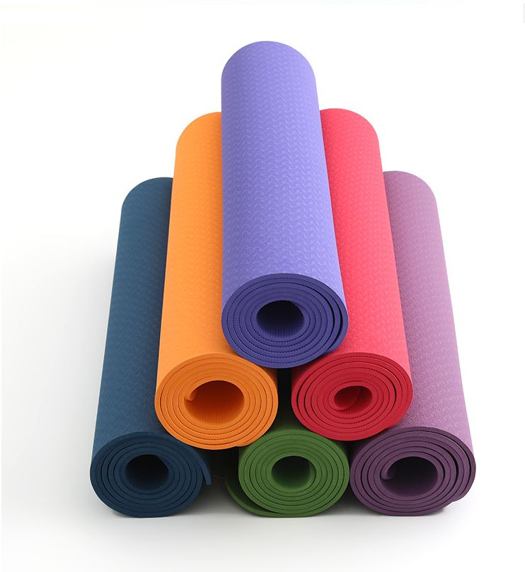 Factory direct selling monochrome TPE yoga mat 6/8/10mm environmental protection tasteless fitness mat non-slip mat thumbnail