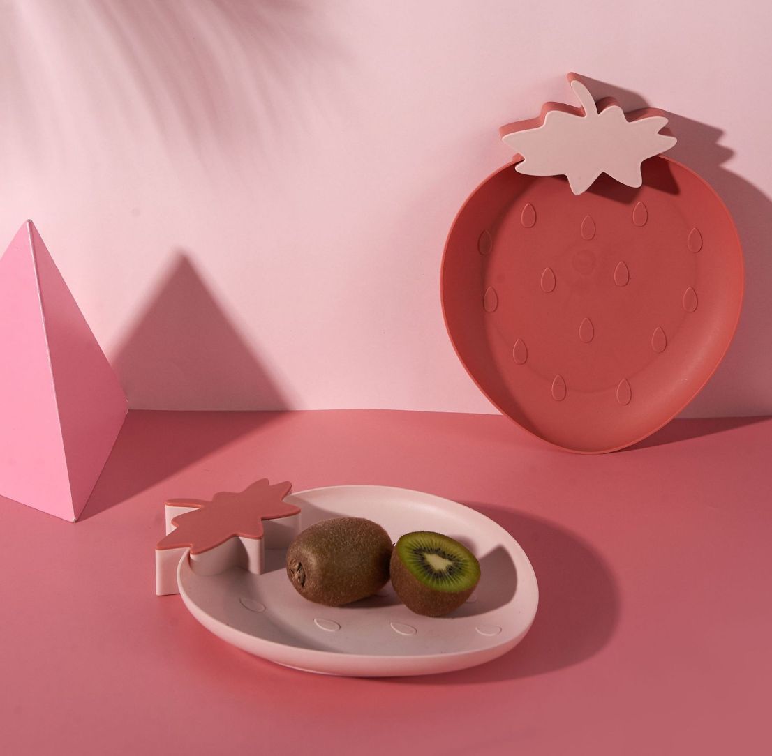 可爱草莓塑料果盘北欧风家用现代客厅果碟创意小吃甜品蛋糕干果盘详情图1