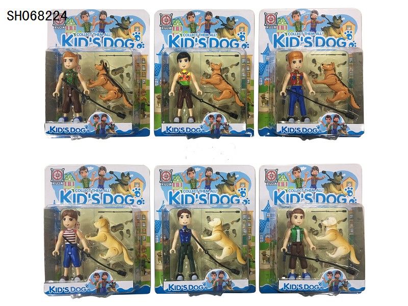 Children's puzzle dolls assembling man Boy City boy DIY blocks doll boy pet combination