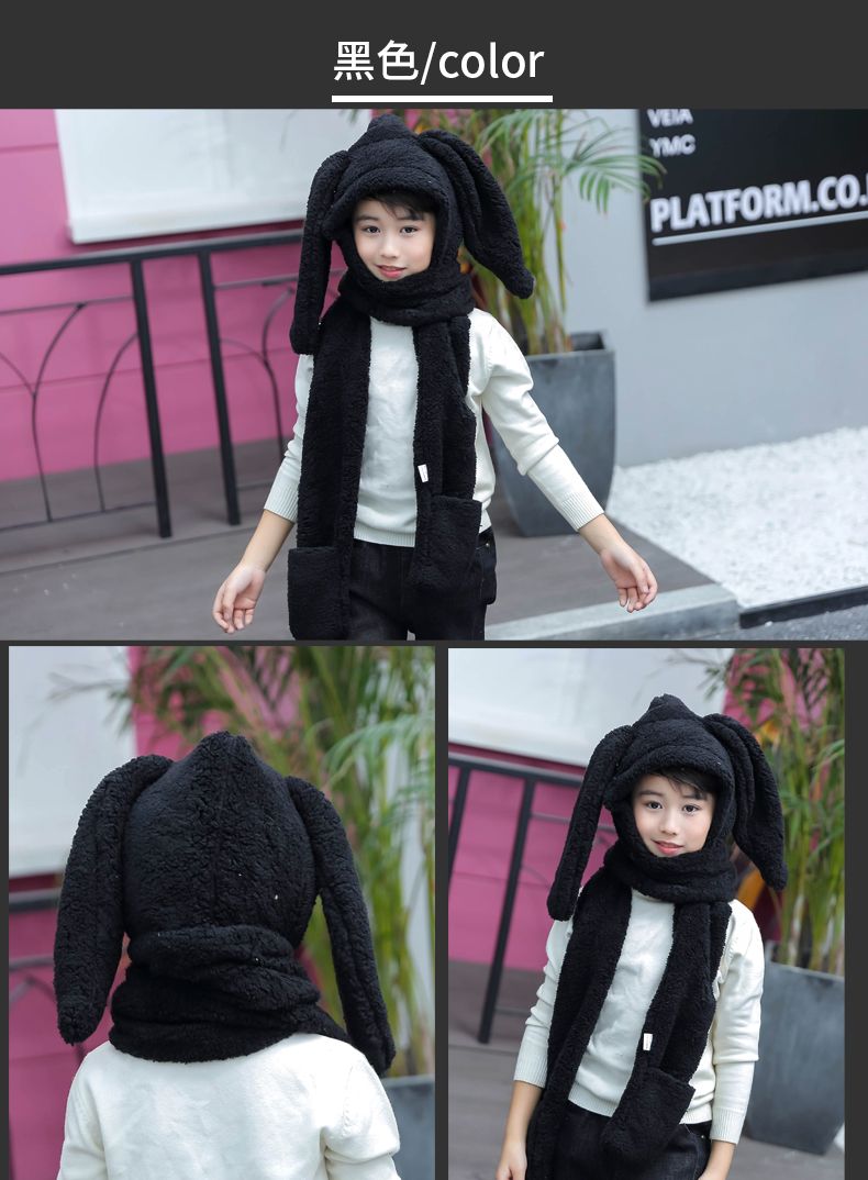 This autumn and winter hat is versatile, cute and warm for women. It's a double-layered thickened winter hat, scarf and glove. It's a three-in-one hat and Lei Feng hat detail image 13