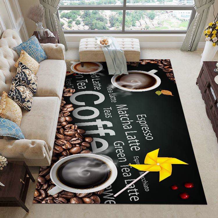 高清印花3D厨房地垫门垫咖啡餐盘设计地毯