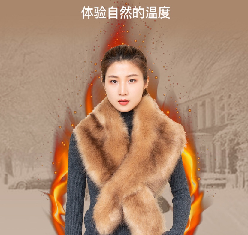 Faux Fox Fur Collar Cape details Picture