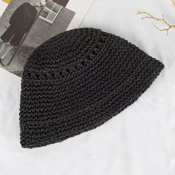 Paper Rope Diamond-Shaped Bucket Hat