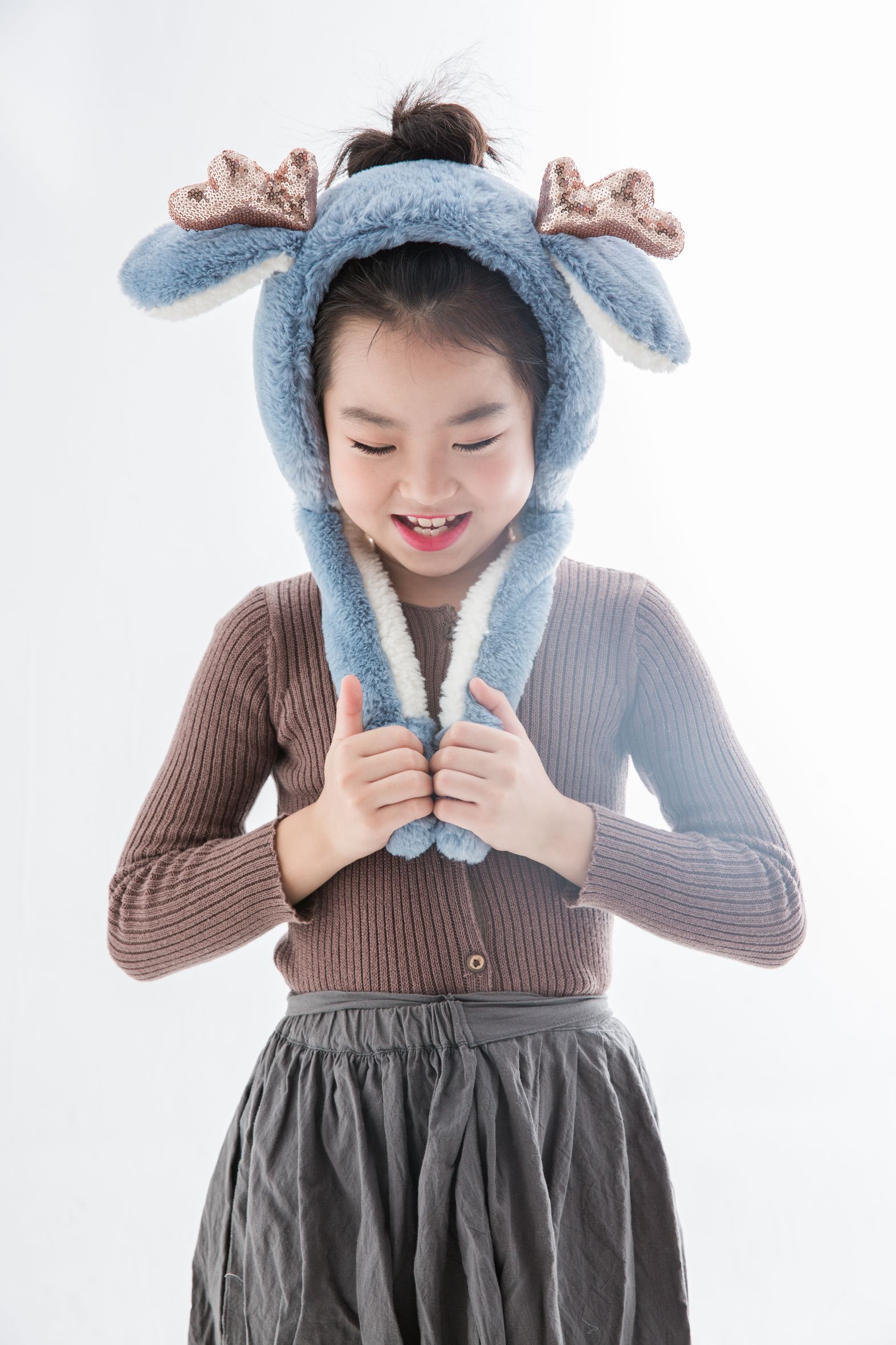 Cute hat and scarf fur ear protector warm and cold hat thumbnail