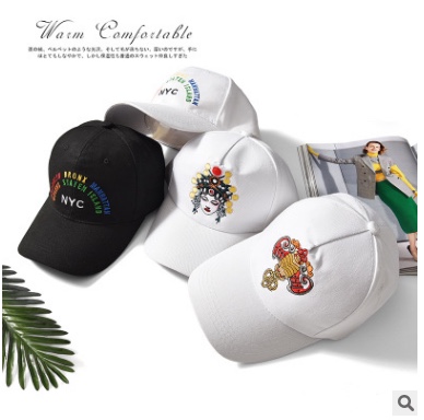 四季帽脸谱刺绣字母刺绣鸭舌帽 女春季棒球帽时尚百搭大檐帽帽子