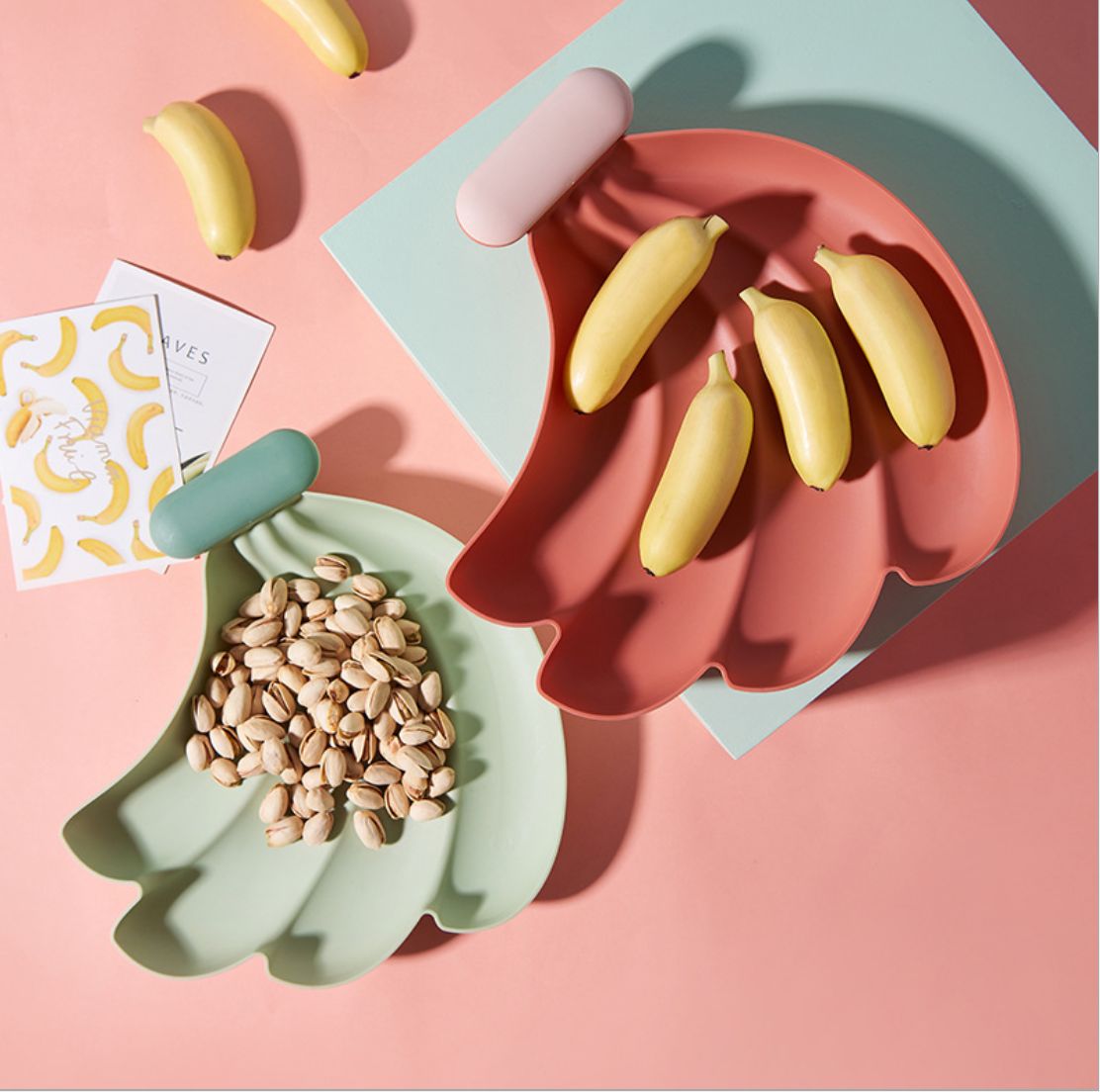可爱香蕉塑料果盘北欧风家用现代客厅果碟创意小吃甜品蛋糕干果盘