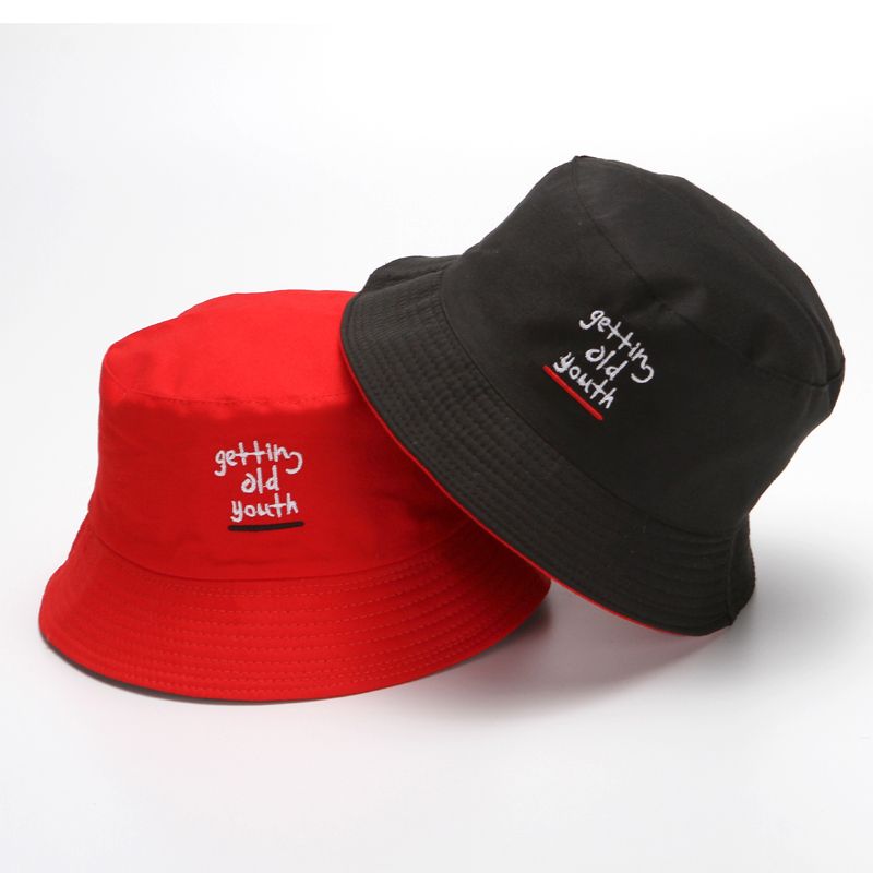 Three lines of English embroidered double-sided fisherman hat thumbnail