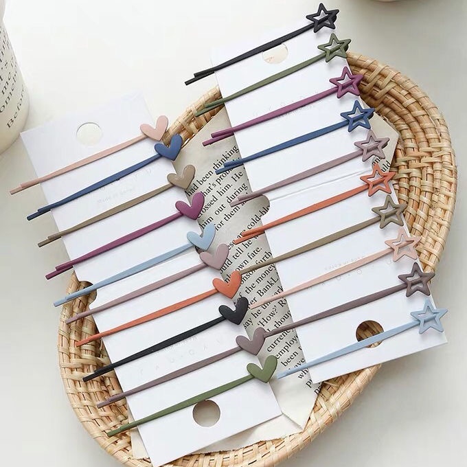 10个装简约百搭磨砂一字夹可爱心五星发卡ins网红发夹韩国发饰女