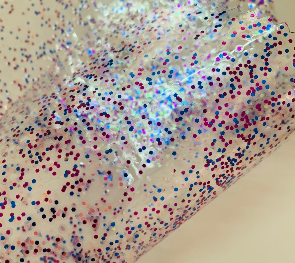 PVC film with sequins for cosmetic bags and pen cases Application Scenario