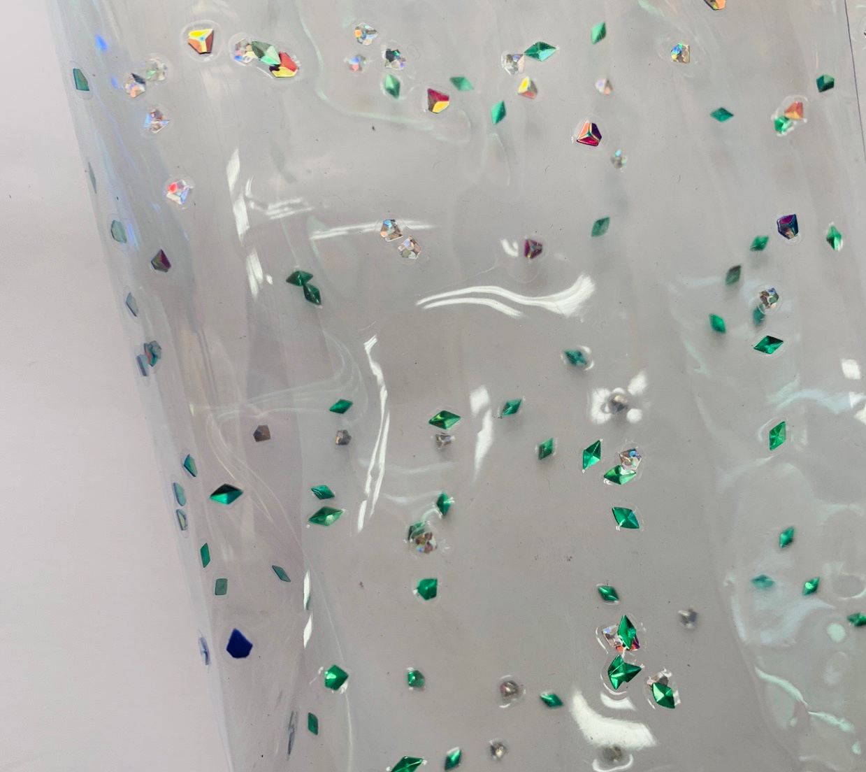 PVC film with sequined pen case and cosmetic bag material film Application Scenario