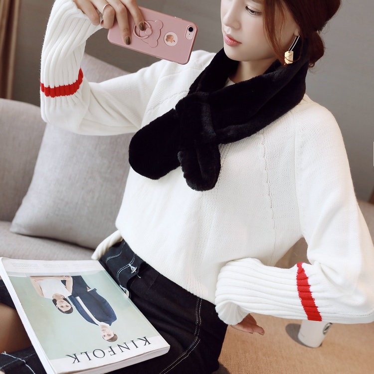 South Korea's Dongdaemun Hot Sale Of Foreign Women All Casual Modeling Imitation Rabbit Hair Hair Collar Warm Scarf Bib undefined