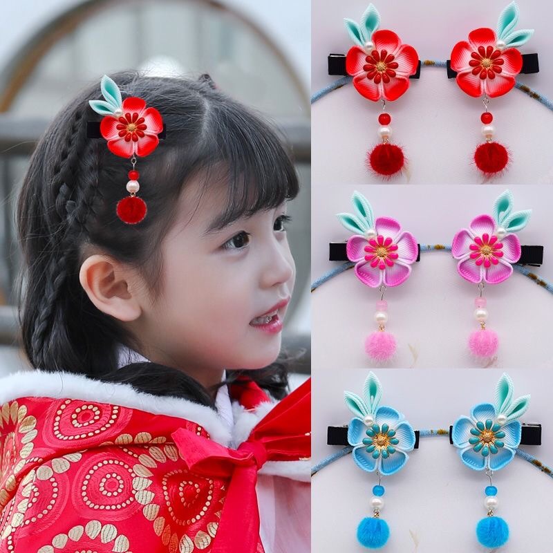 宝宝头饰女童可爱花朵发卡儿童新款公主发夹女生古风侧边百搭夹子