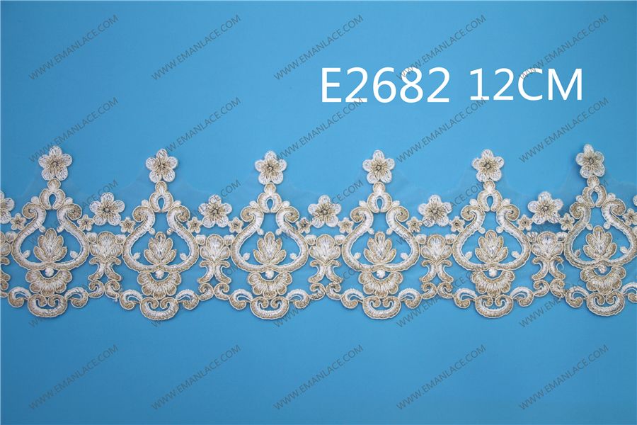 E2682双色效果电脑刺绣涤纶车骨花边