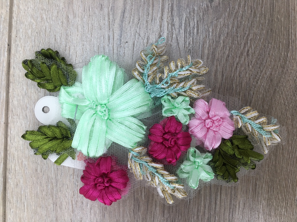 Hand crochet ribbon flower