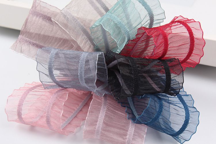 Dingxin Ribbon Double Wrinkle Yarn diy Handmade Hair Accessories Ribbon Bow Clothing Accessories Double Stripe Wrinkle Skirt Hem Yarn 30Y