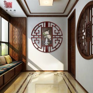 80*80 Peace Ruyi New Chinese Jade Carving Painting Living Room Dining Room Decorative Painting Corridor Teahouse Hanging Relief Painting Specification drawing