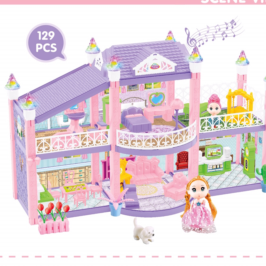 糖米公主屋女孩过家家玩具仿真公主城堡套装模型别墅儿童生日礼物326-D2