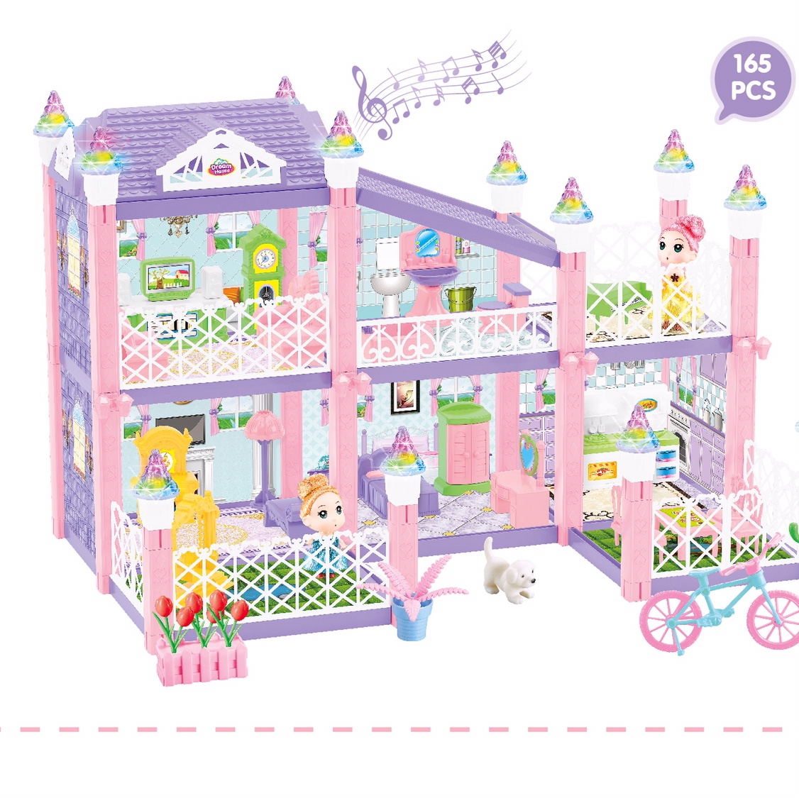 Sugar rice Princess House girl play house toy simulation Princess castle set model villa children's birthday gift 326-D4 Application Scenario