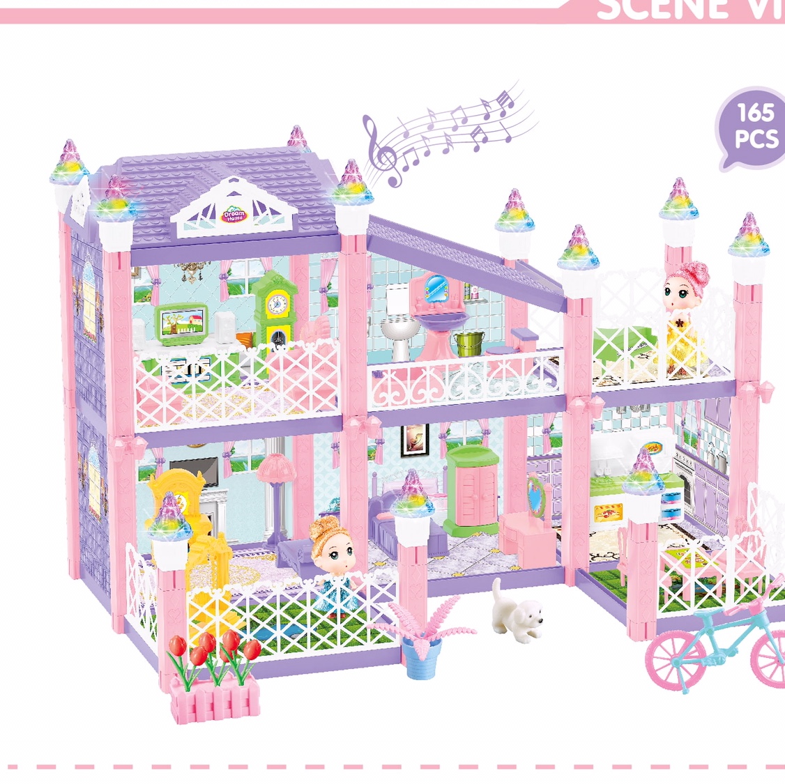 Sugar rice Princess House girl play house toy simulation Princess castle set model villa children's birthday gift 326-D4 details Picture