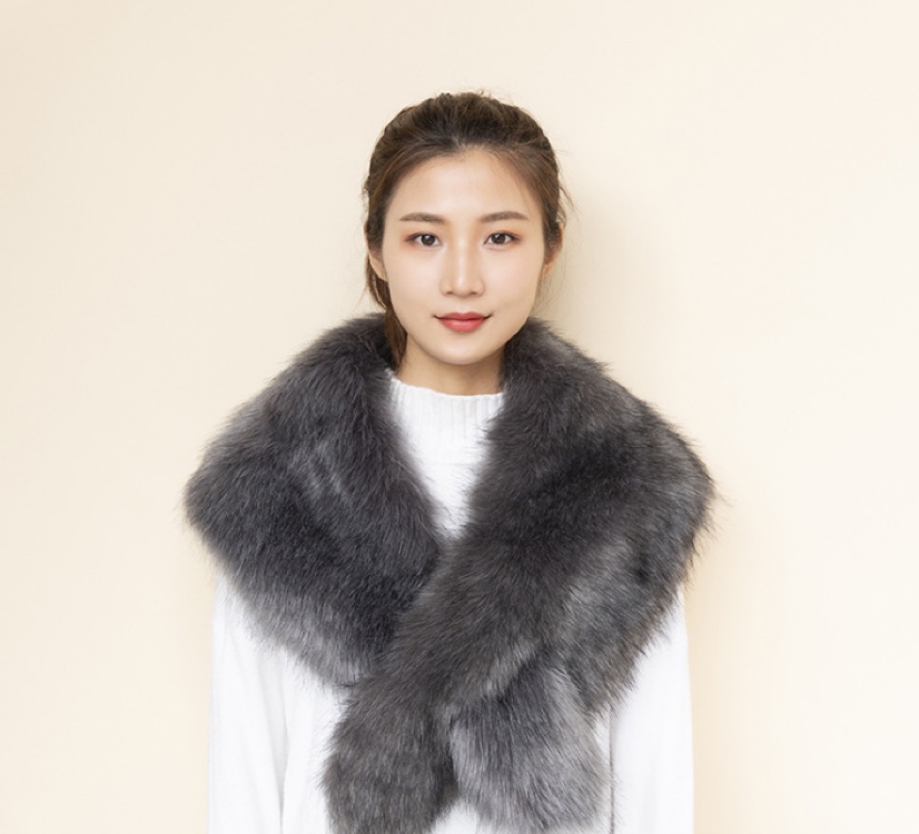Faux Fox Fur Collar Cape