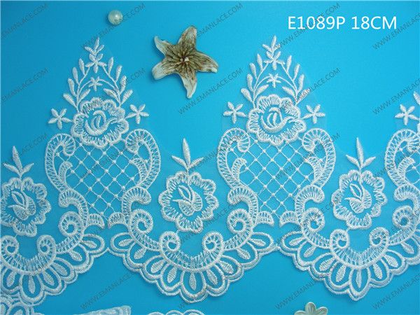 E1089P漂白色涤纶装饰花边