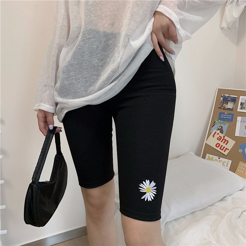小雏菊螺纹棉五分打底裤女外穿夏薄款弹力运动短裤防走光安全裤产品图
