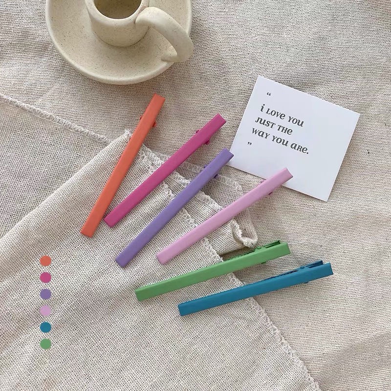 春夏ins磨砂彩色刘海夹一字夹组合 甜美百搭糖果色发卡韩国发饰品产品图