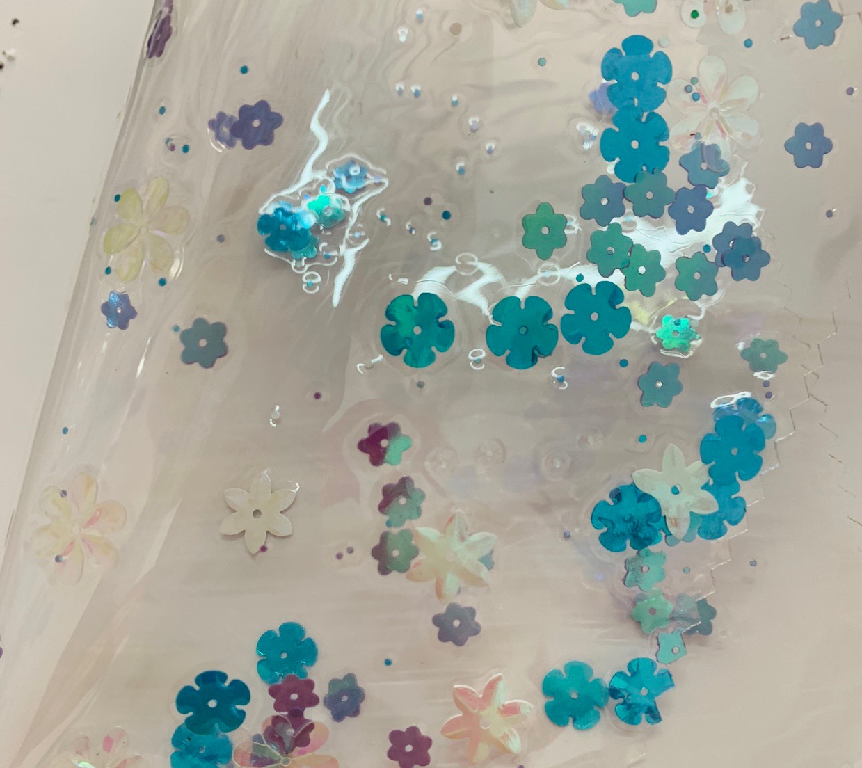 PVC film with sequins for cosmetic bags and pen cases undefined