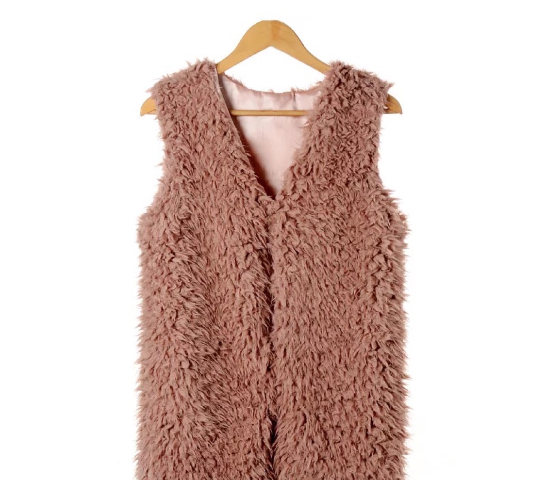 Lamb hair vest fur vest middle length lamb hair fur vest thumbnail