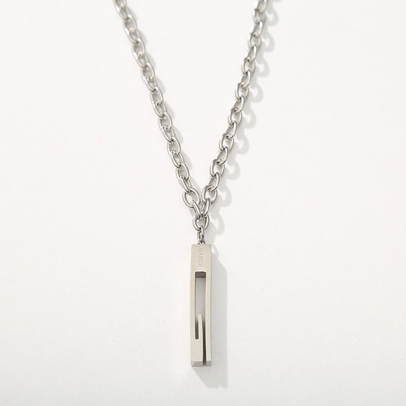 欧美潮流不锈钢嘻哈项链G字吊坠