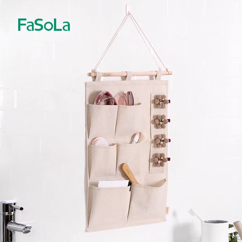 饰品收纳袋墙上收纳袋挂袋布艺墙挂式手机挂墙置物门后